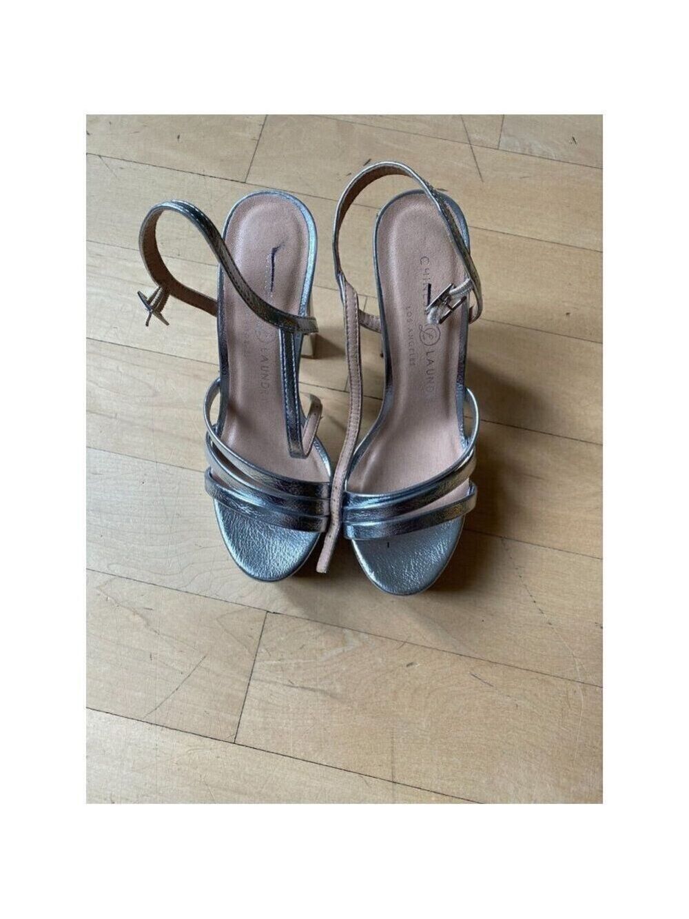 CHINESE Laundry "Amella" Ankle Strap Silver Platform Sandal Heel MisSized - 6/7